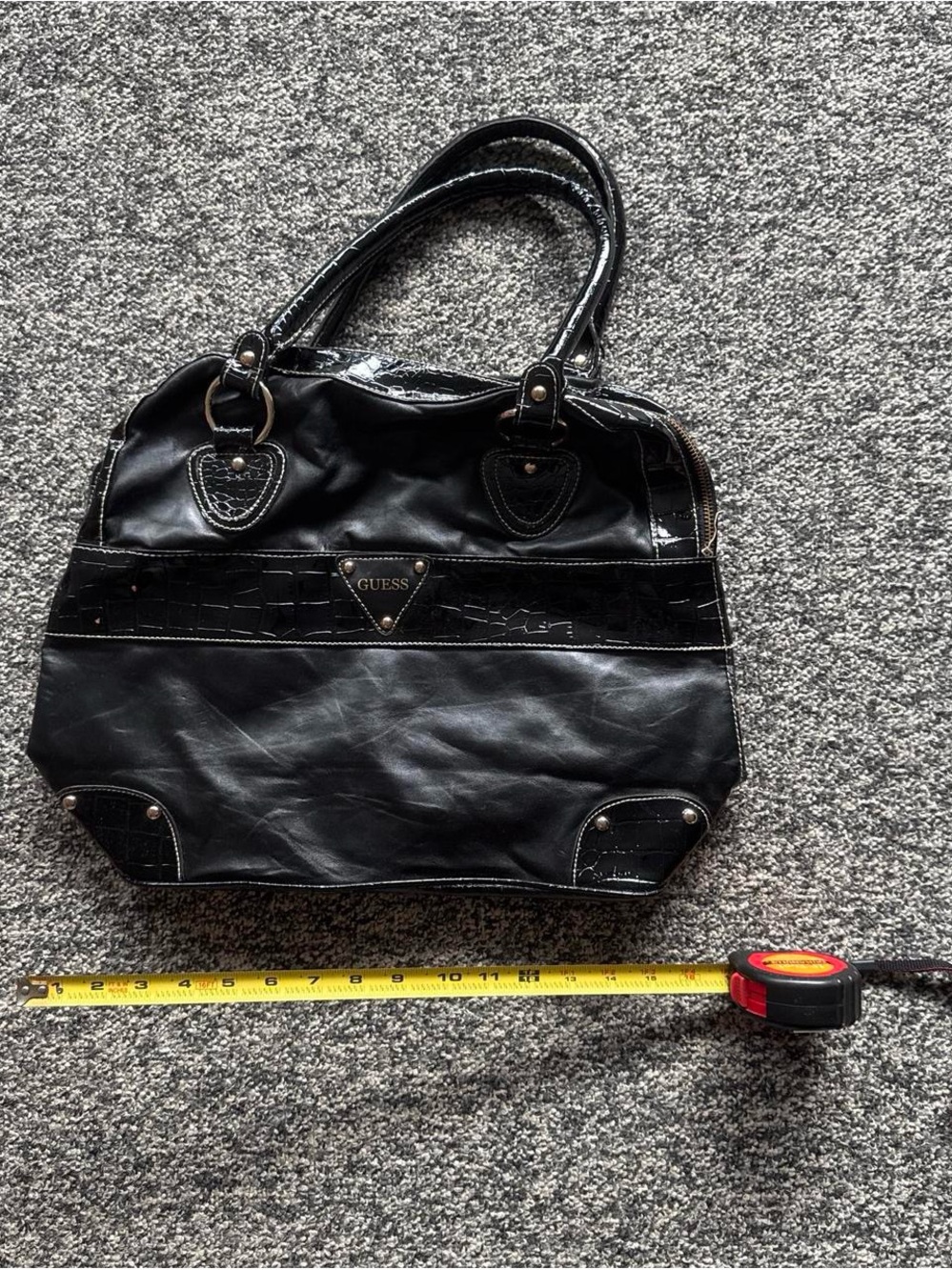GUESS Black Patent Trim Shoulder Bag
